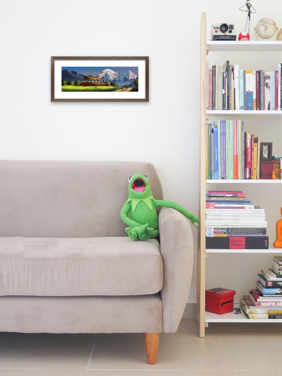 Rustic Himalayan House – Village Path and Mountain View Painting