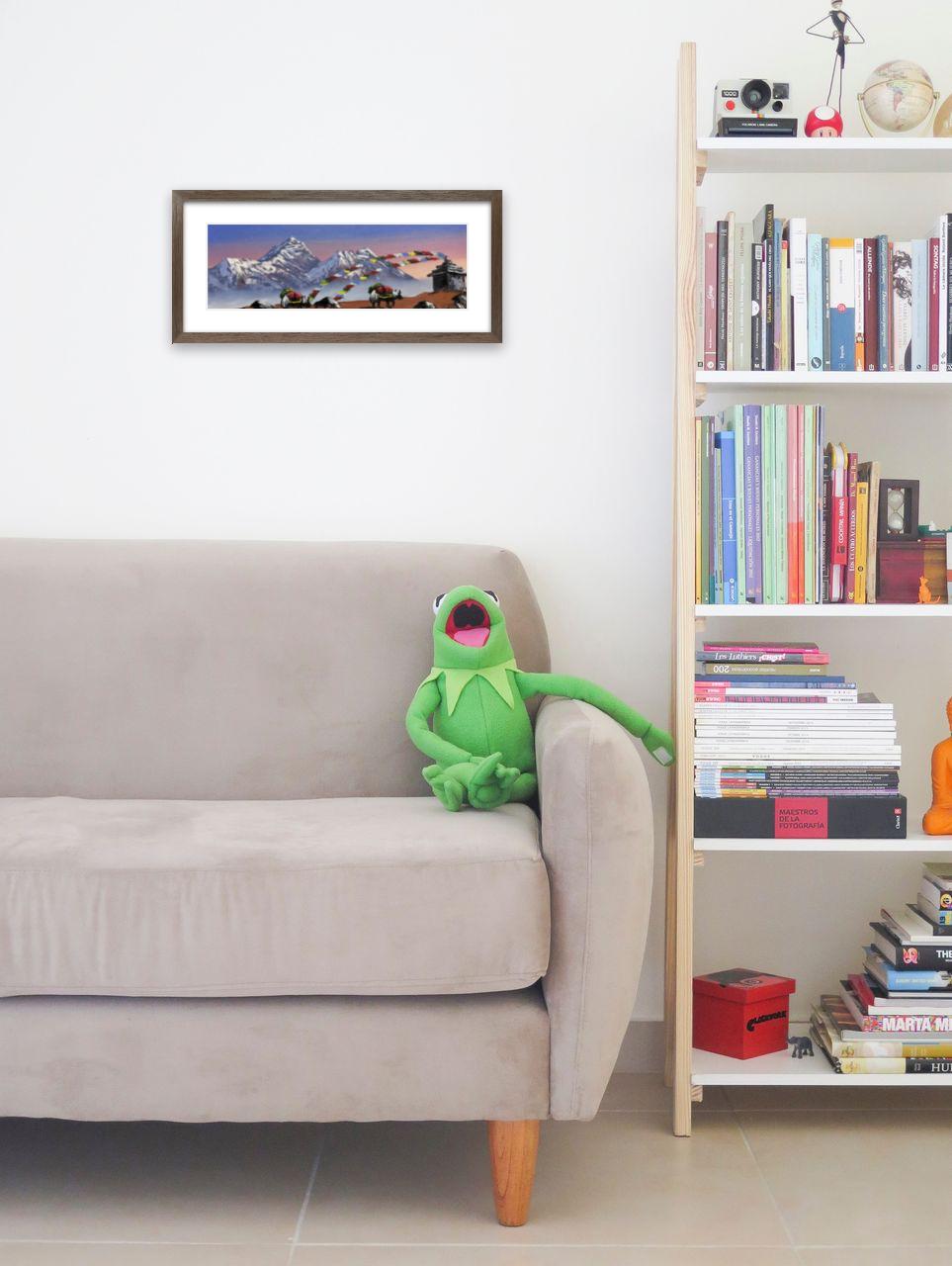 Yak Caravan with Prayer Flags – Himalayan Mountain Sunset Painting