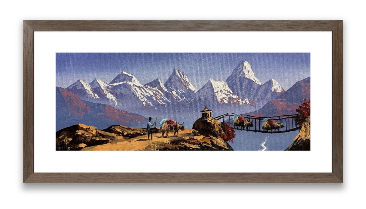 Machhapuchhre View – Yak Caravans and Stupa in the Himalayas