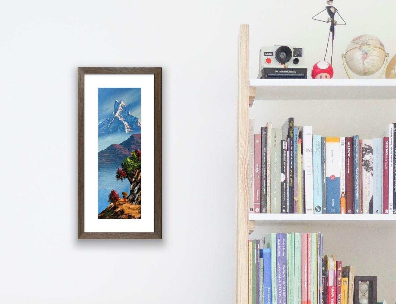 Vertical Himalayan Path – Acrylic Canvas Painting of Machhapuchhre & Lone Villager