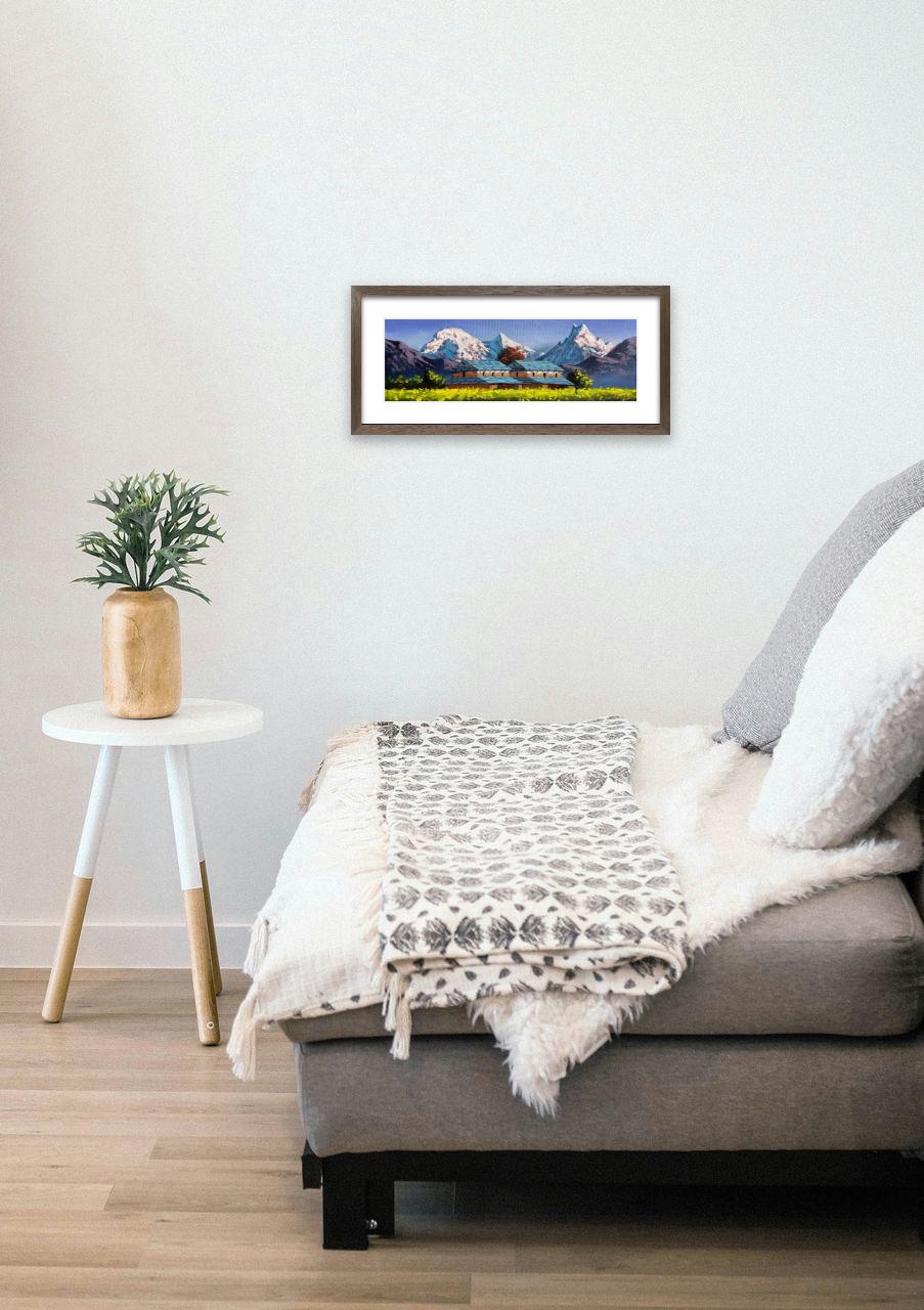 Annapurna & Machapuchare View – Traditional Himalayan Village House Painting
