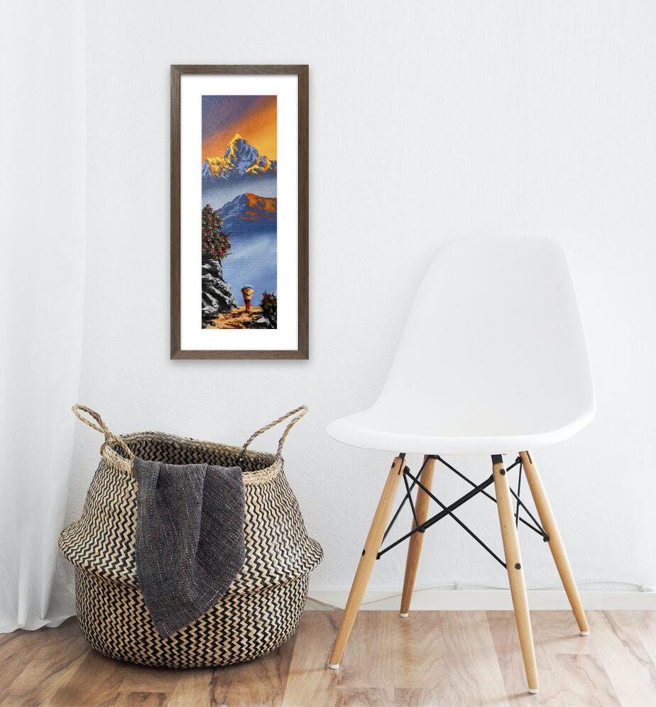 Golden Machhapuchhre – Himalayan Path and Rhododendrons Painting