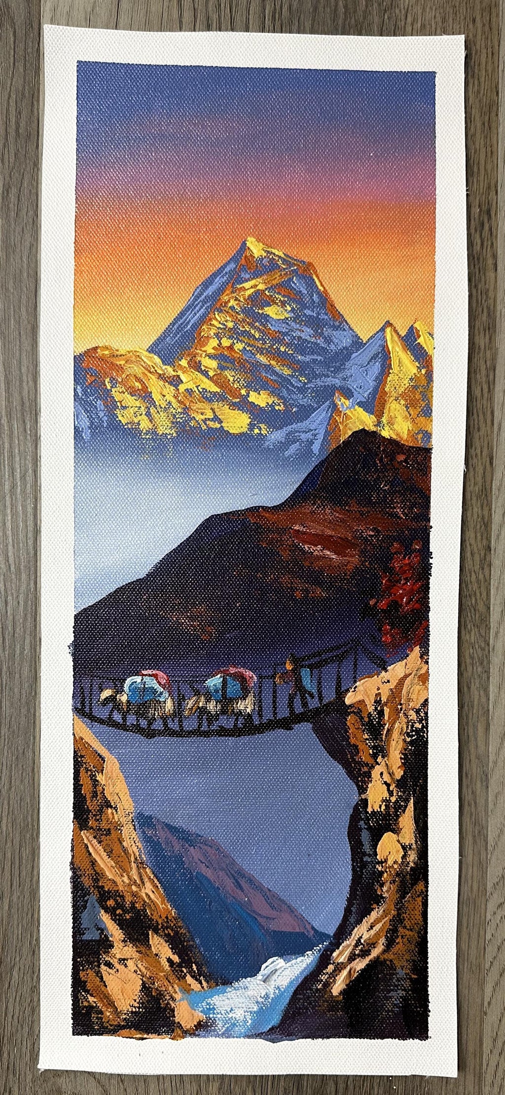 Machhapuchhre Sunset – Yak Caravan Crossing Bridge