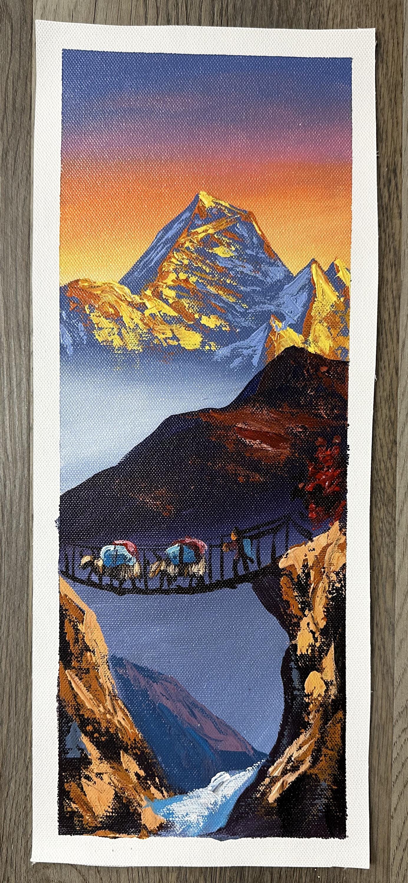 Machhapuchhre Sunset – Yak Caravan Crossing Bridge