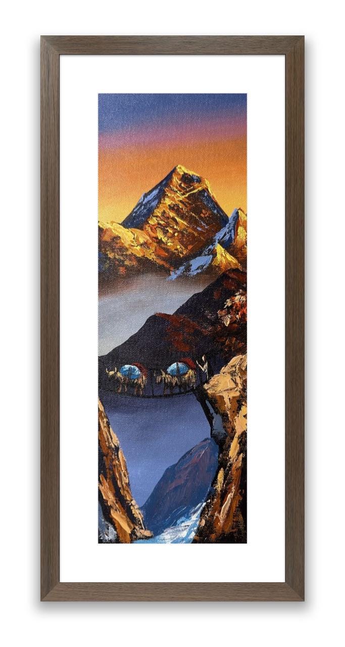 Golden Everest – Yak Caravan on Suspension Bridge Painting