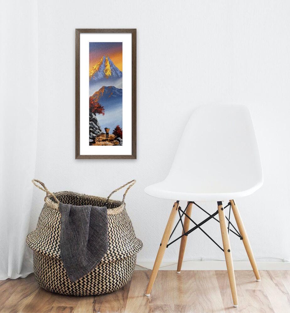 Golden Peaks and Lone Walker – Himalayan Sunrise Painting