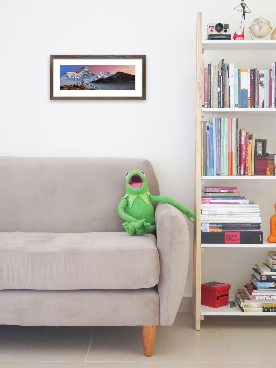 Mount Everest at Dawn – Prayer Flags and Himalayan Sunrise Painting