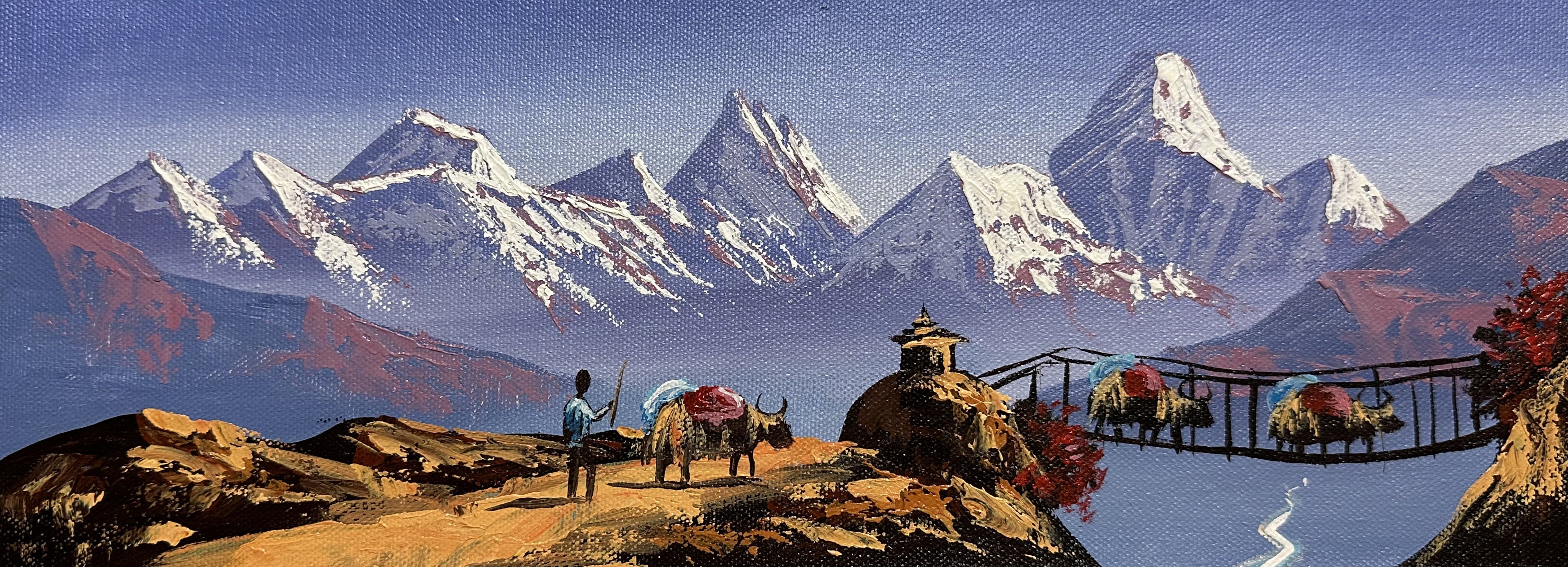 Machhapuchhre View – Yak Caravans and Stupa in the Himalayas