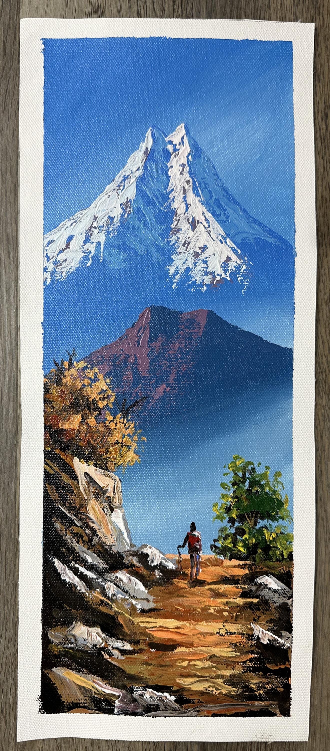 Golden Trail to Machhapuchhre – Himalayan Trekking Path Painting