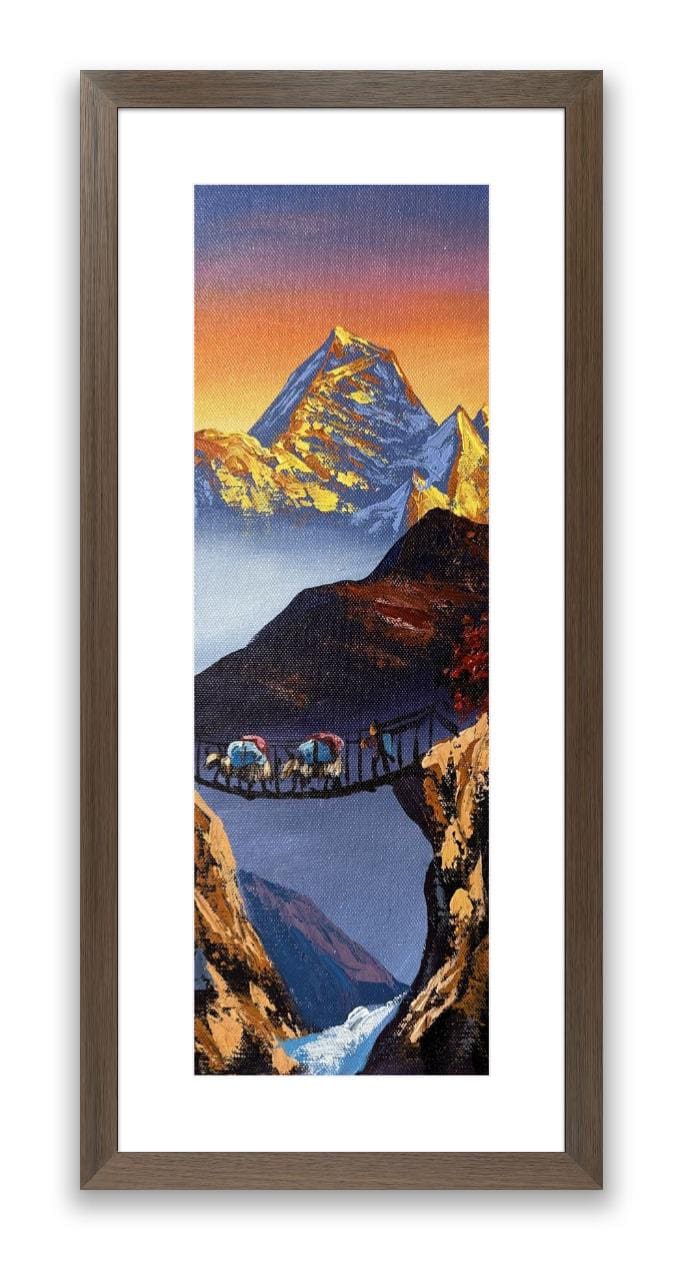 Machhapuchhre Sunset – Yak Caravan Crossing Bridge