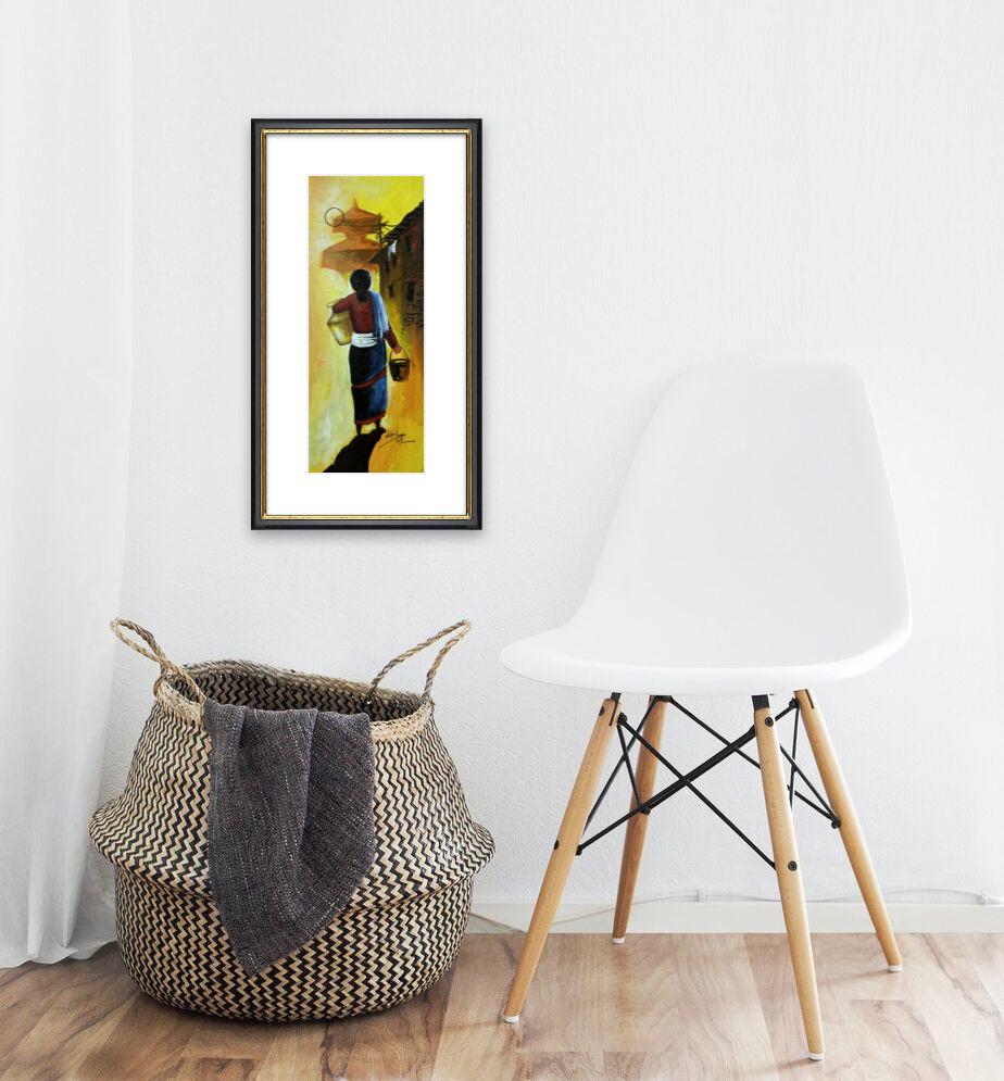 Traditional Nepali Hand-Painted Canvas | Village Woman Artwork | Cultural Wall Art Home Décor