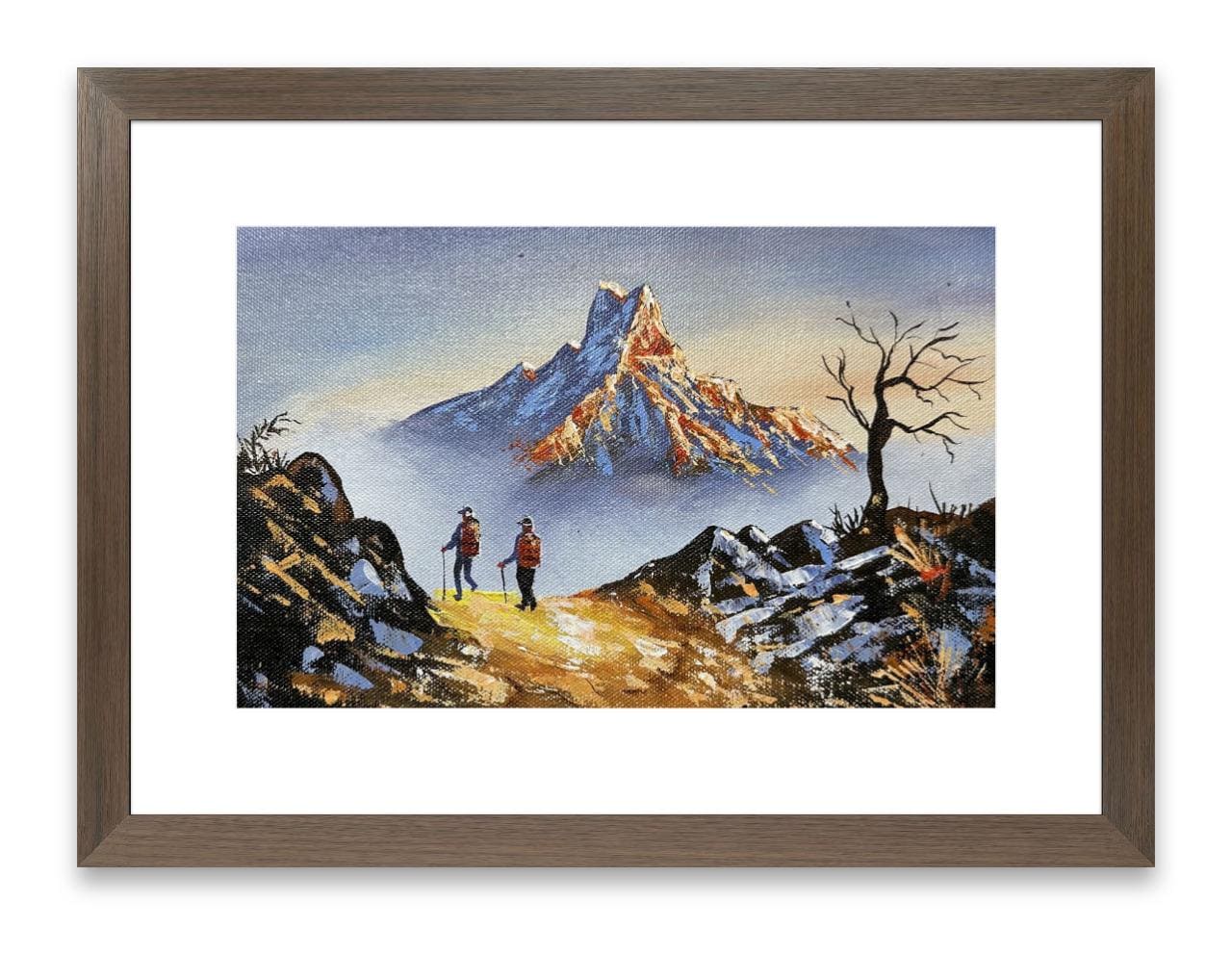 Golden Himalayan Trek – Machapuchare Mountain Sunrise Painting