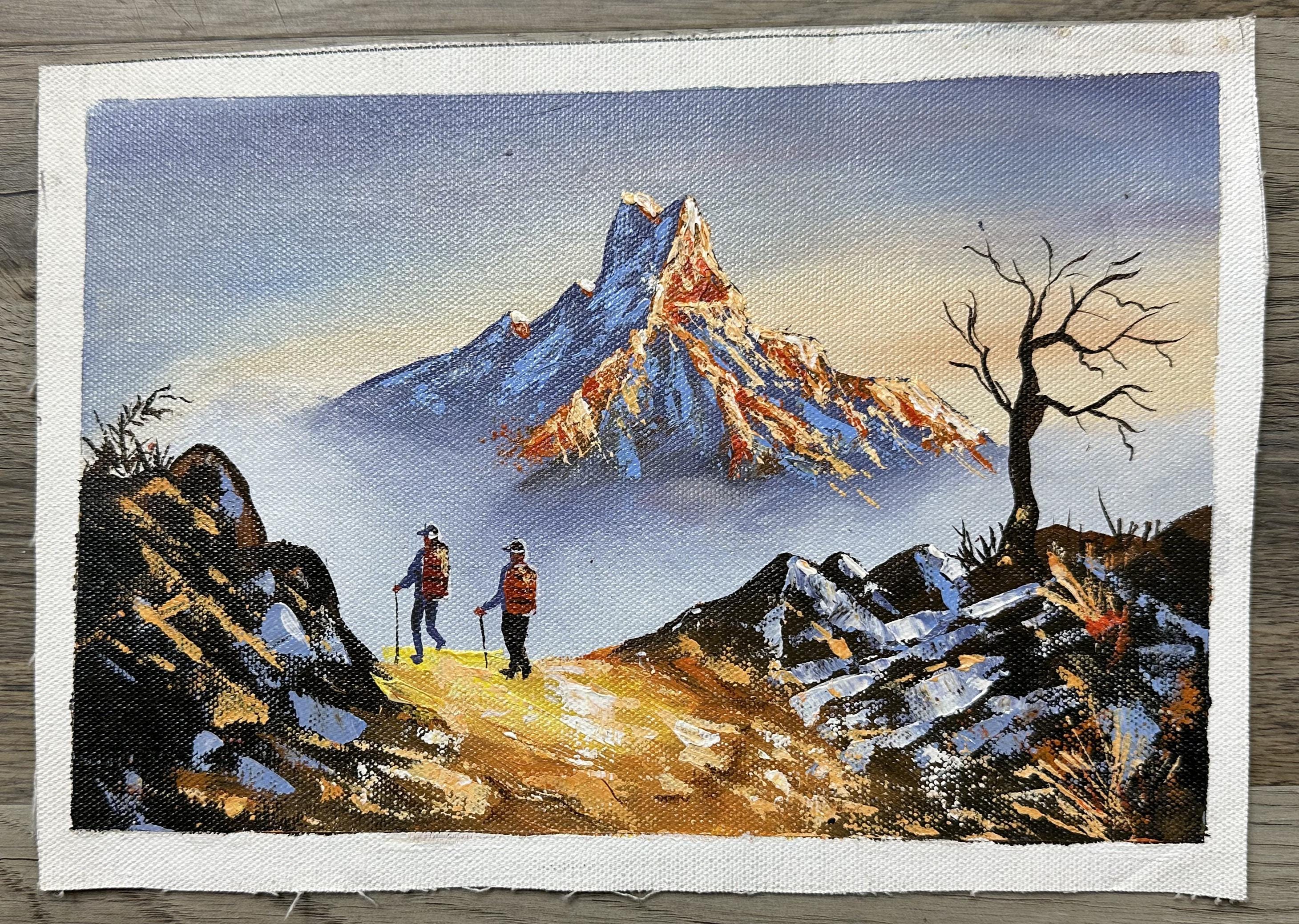 Golden Himalayan Trek – Machapuchare Mountain Sunrise Painting