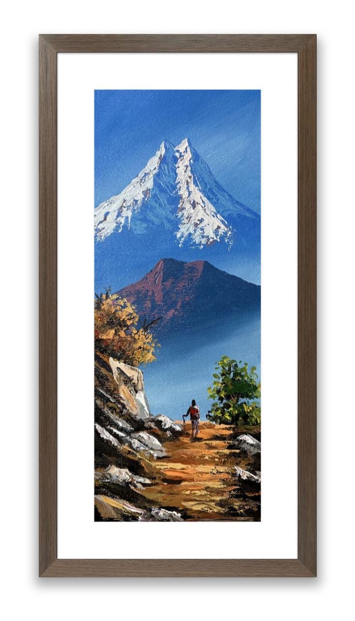 Golden Trail to Machhapuchhre – Himalayan Trekking Path Painting