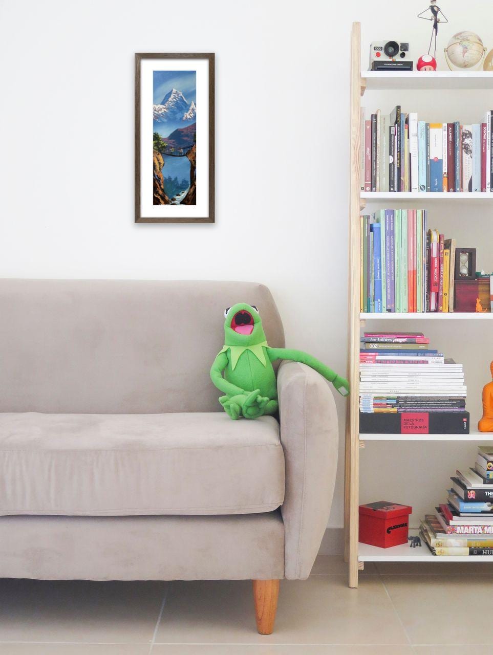 Suspension Bridge Trek – Mountain Landscape Painting