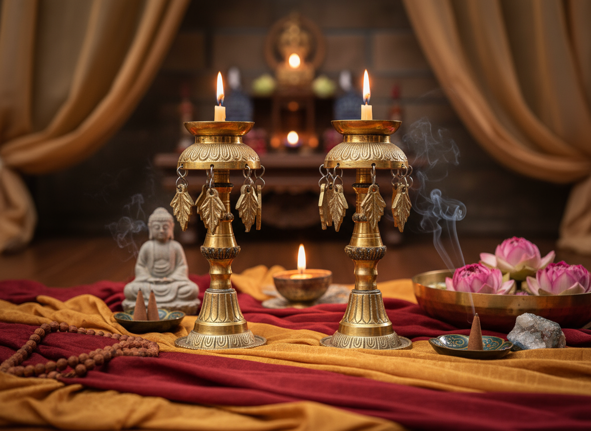 Traditional Brass Panas Lamps | Nepali Oil Lamps for Temple, Festival & Home Decor