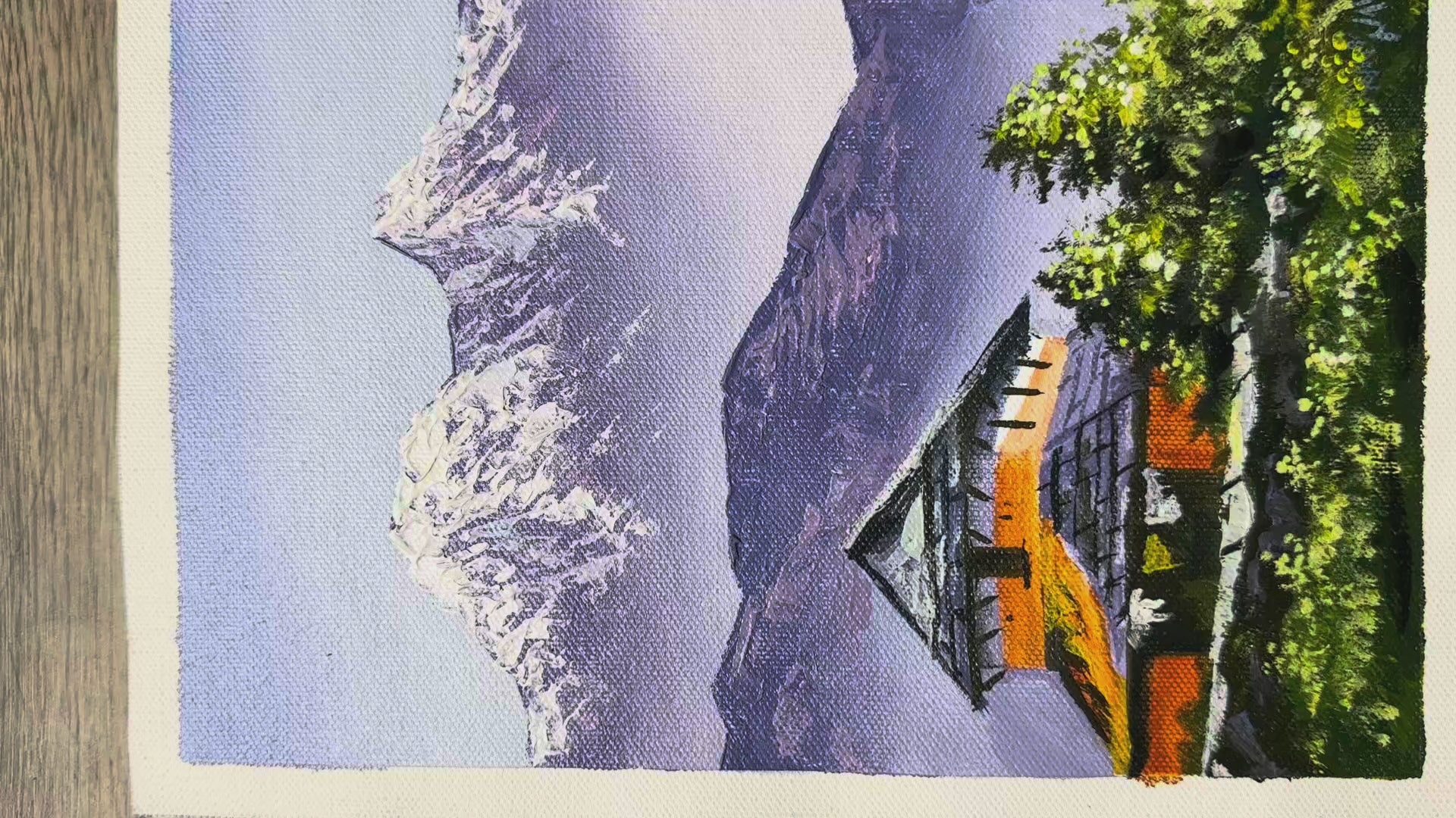 Traditional Nepalese House – Himalayan Mountain View Painting