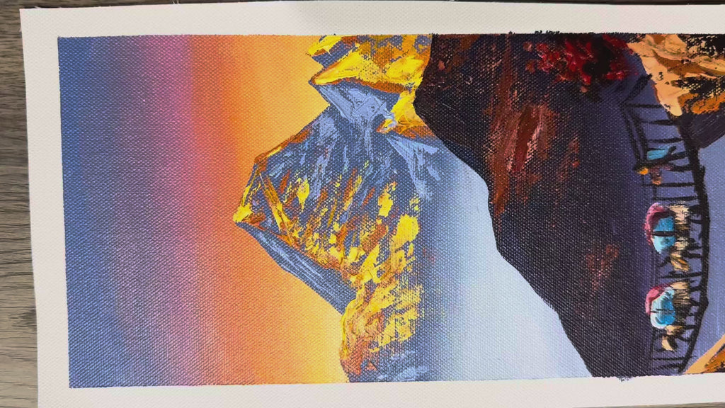 Machhapuchhre Sunset – Yak Caravan Crossing Bridge