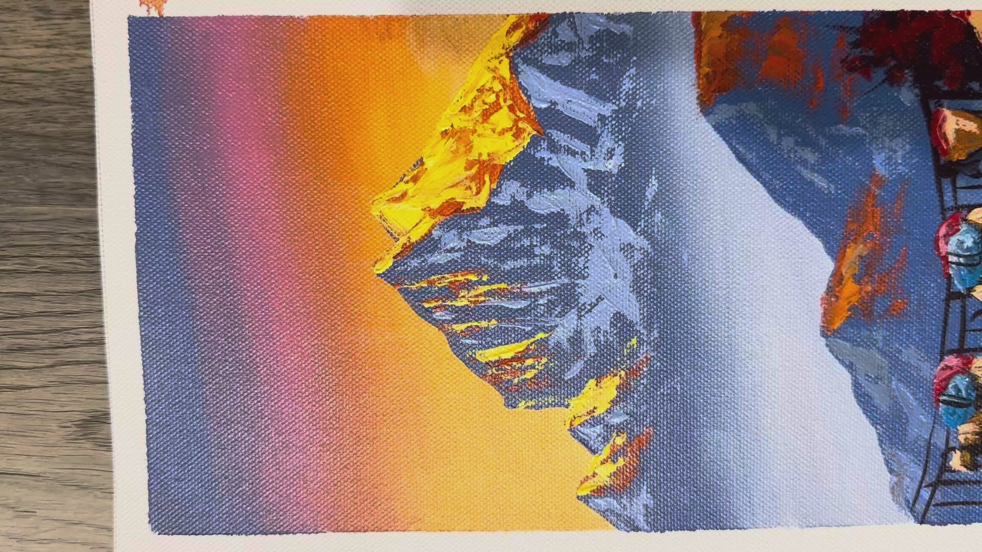 Golden Machhapuchhre – Yak Caravan on Suspension Bridge Painting