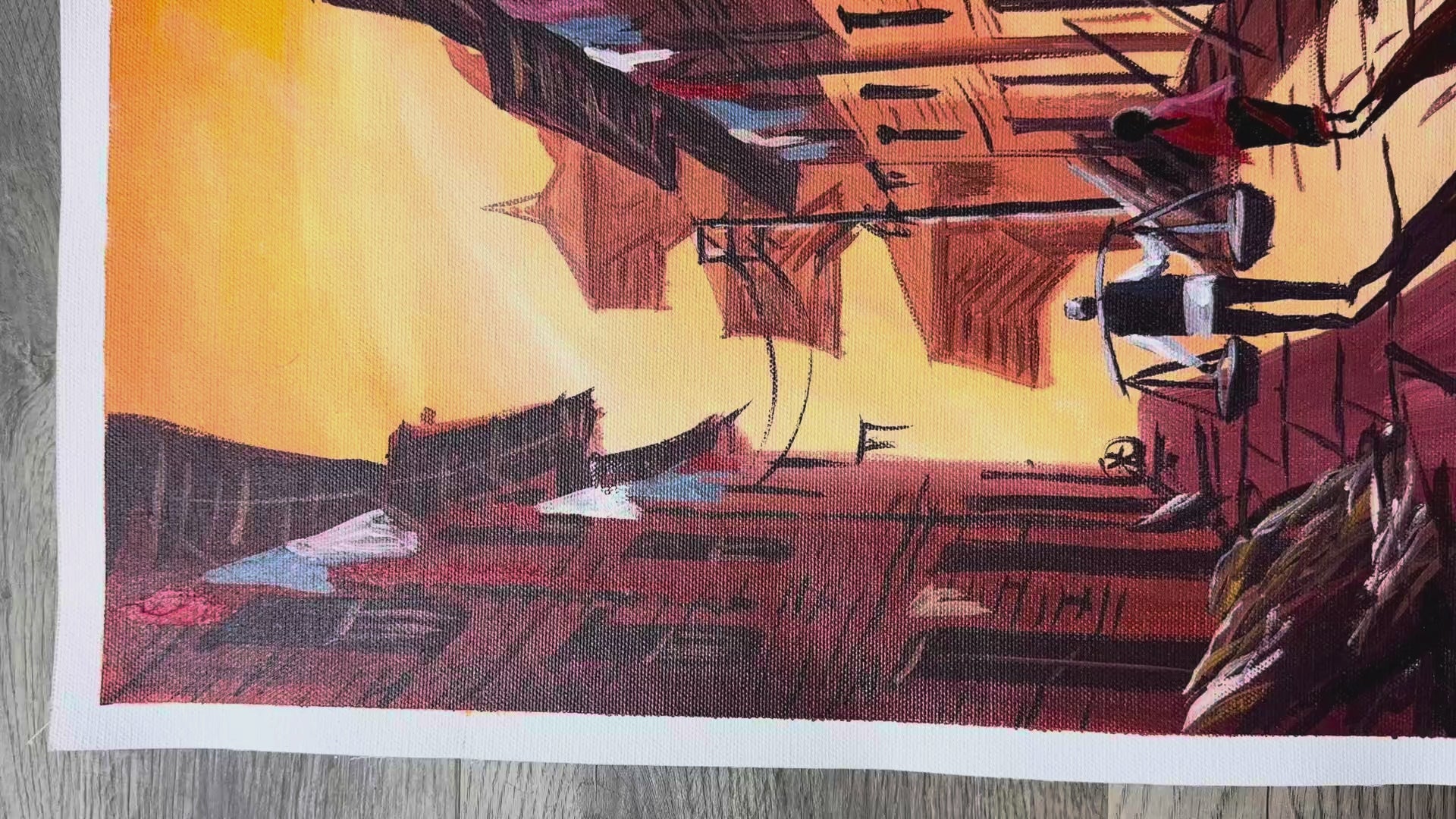 Sunset in Bhaktapur – Traditional Nepal Street Scene Painting